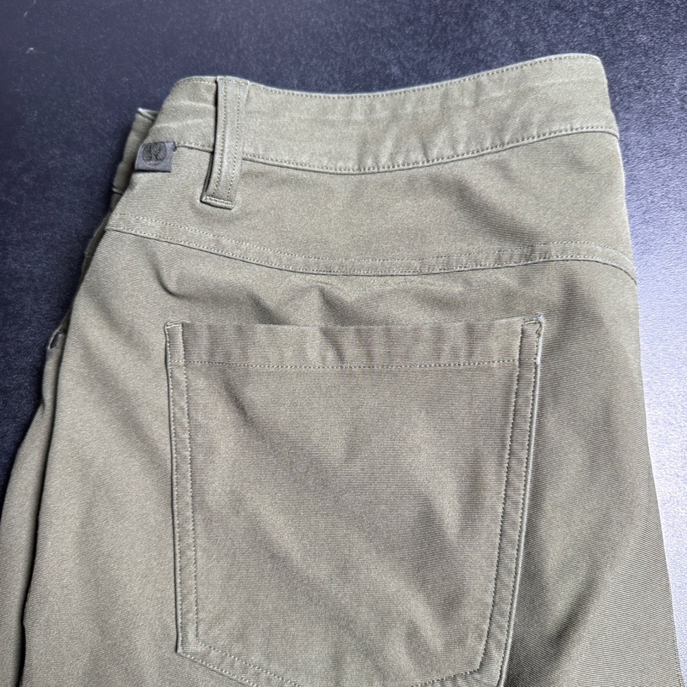 Lululemon ABC Pants Mens 34 35x31 Olive Green Solid Technical Commuter Trousers - Picture 3 of 7